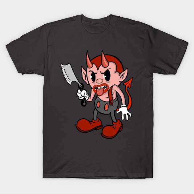 Cute Devil with Razor Creepy Cute Vintage Cartoon Kawaii character. Great gift for those who love vintage cartoons and animation T-Shirt by AtomicMadhouse